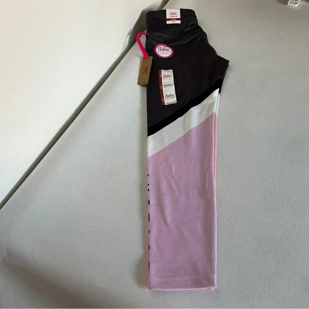 Justice Ankle Girls Collection X Color-blocked Leggings Size Medium (10) Coal